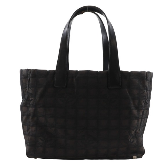 CHANEL Tote MM Bag New Travel Line Nylon Canvas Black A4 Open Women's